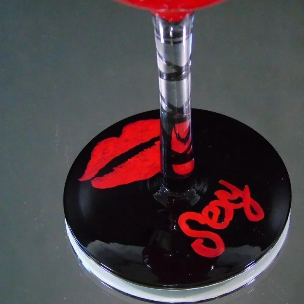 Sexy and Single Wine Glass Hand Painted Barware